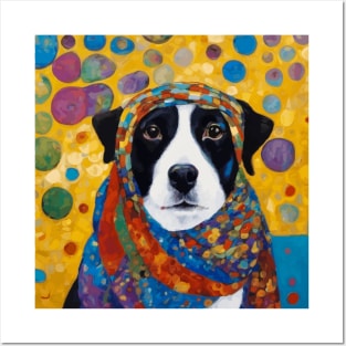 Gustav Klimt Style Dog with Colorful Scarf Posters and Art